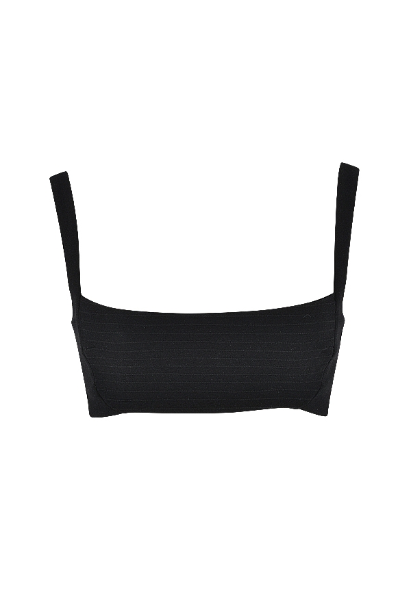 Luciana-Black Pleated Bandeau Top