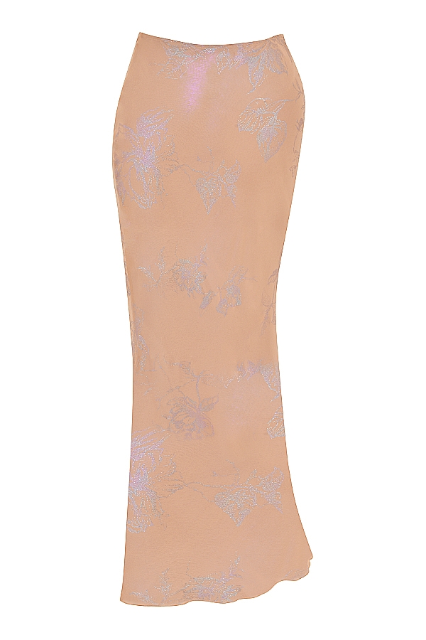 Dyana-Shimmer Cafe Au Lait Bias Cut Maxi Skirt