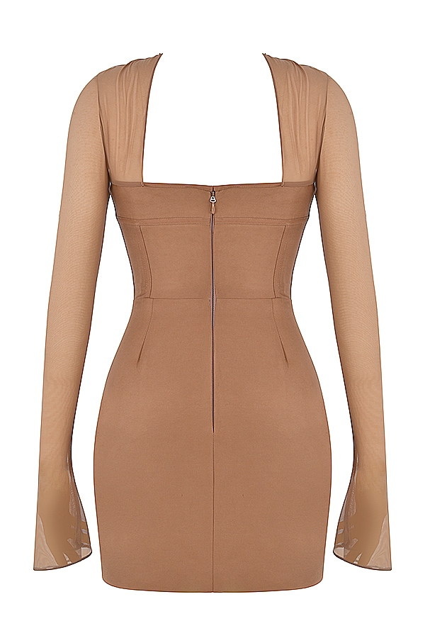 Mayara-Mocha Structured Corset Mini Dress
