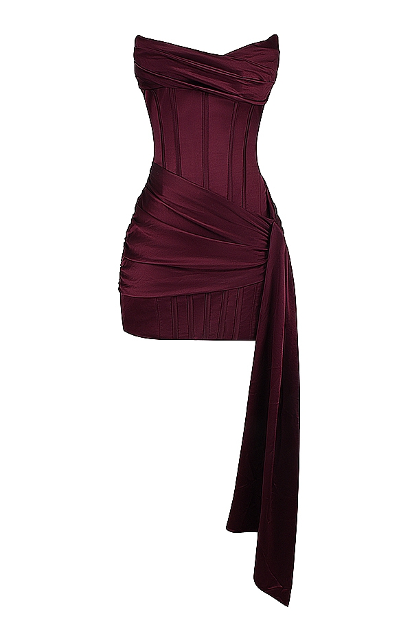 Loubella-Mulberry Strapless Corset Dress