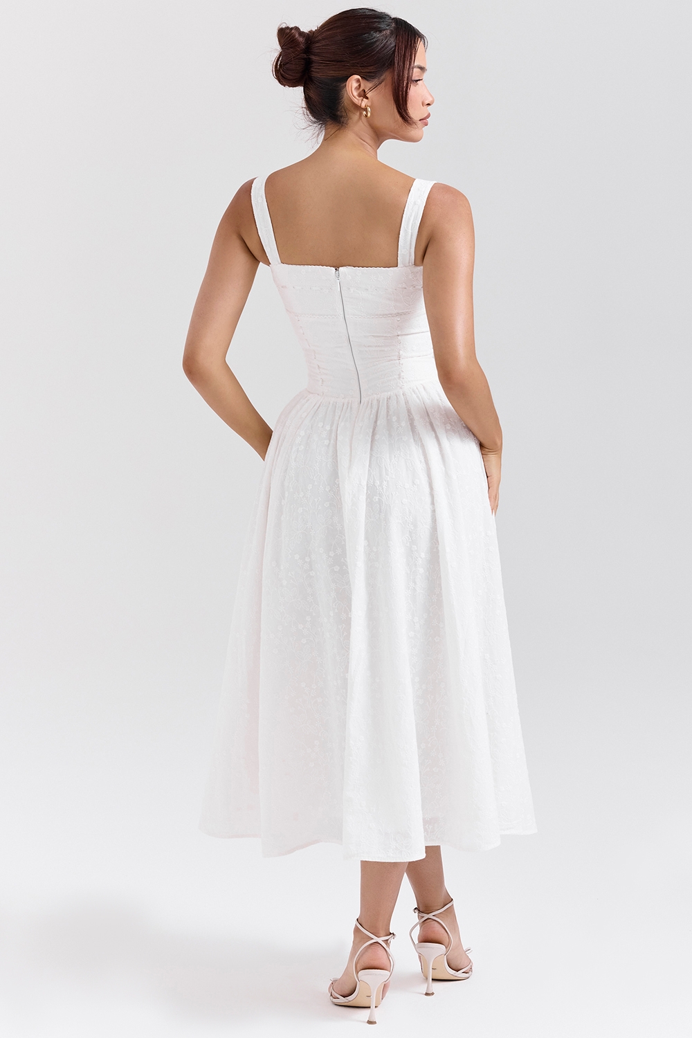 Vivien-White Broderie Anglais Midi Sundress