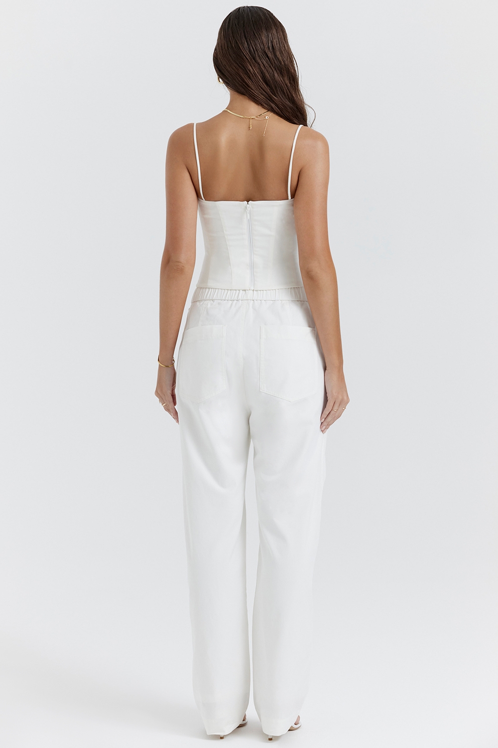 Luna-White Cargo Trousers