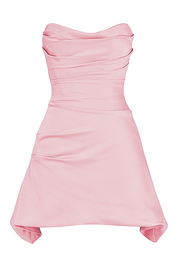 Jasmine-Rose Pink Draped Strapless Corset Dress