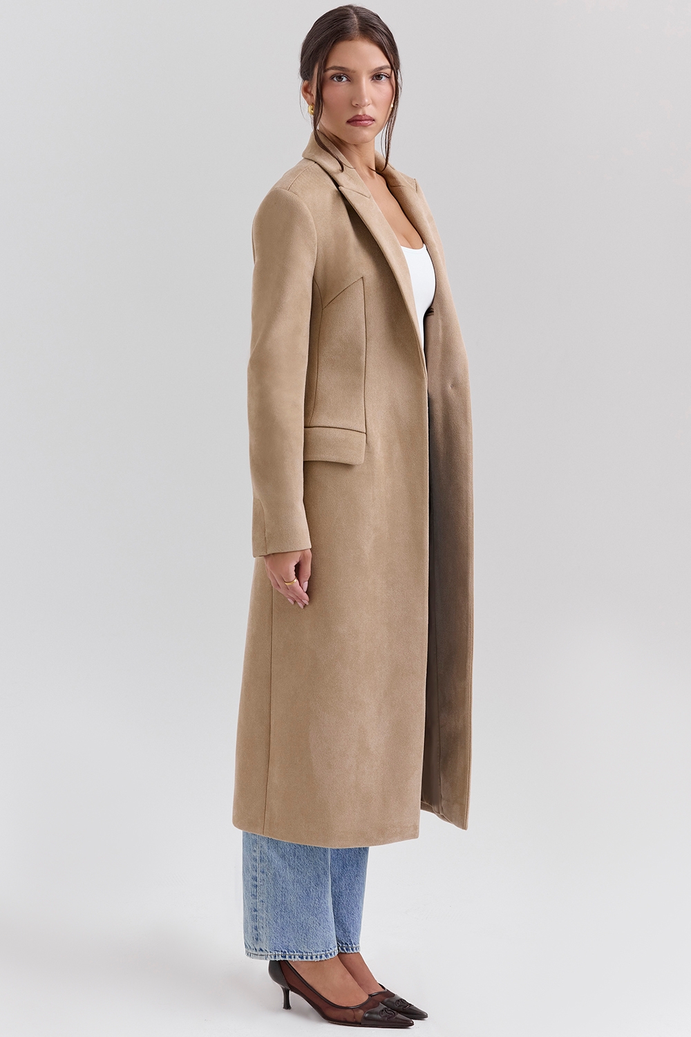 Remi-Camel Single Breasted Long Coat