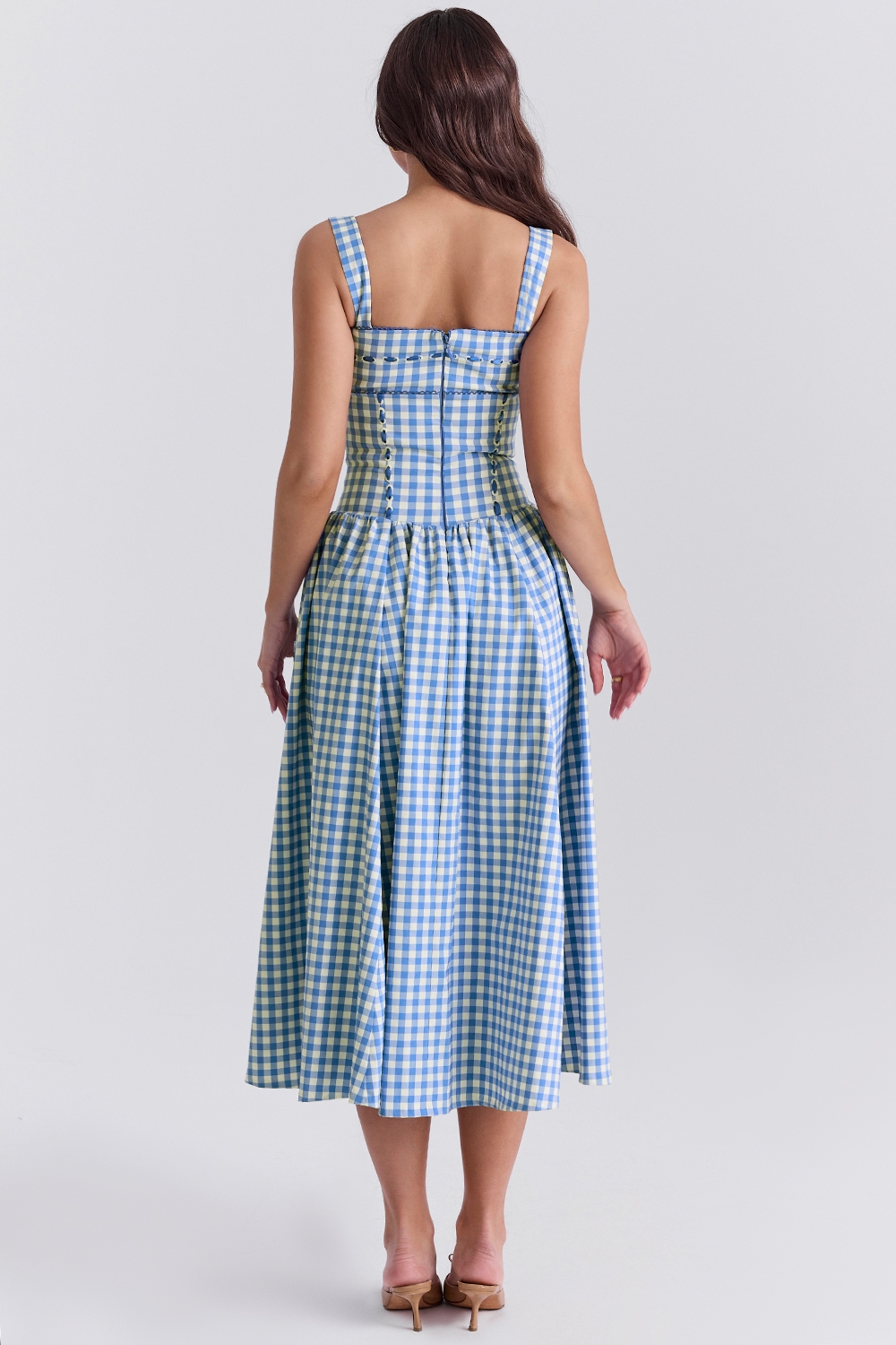 Vivien-Regatta Blue Gingham Midi Sundress
