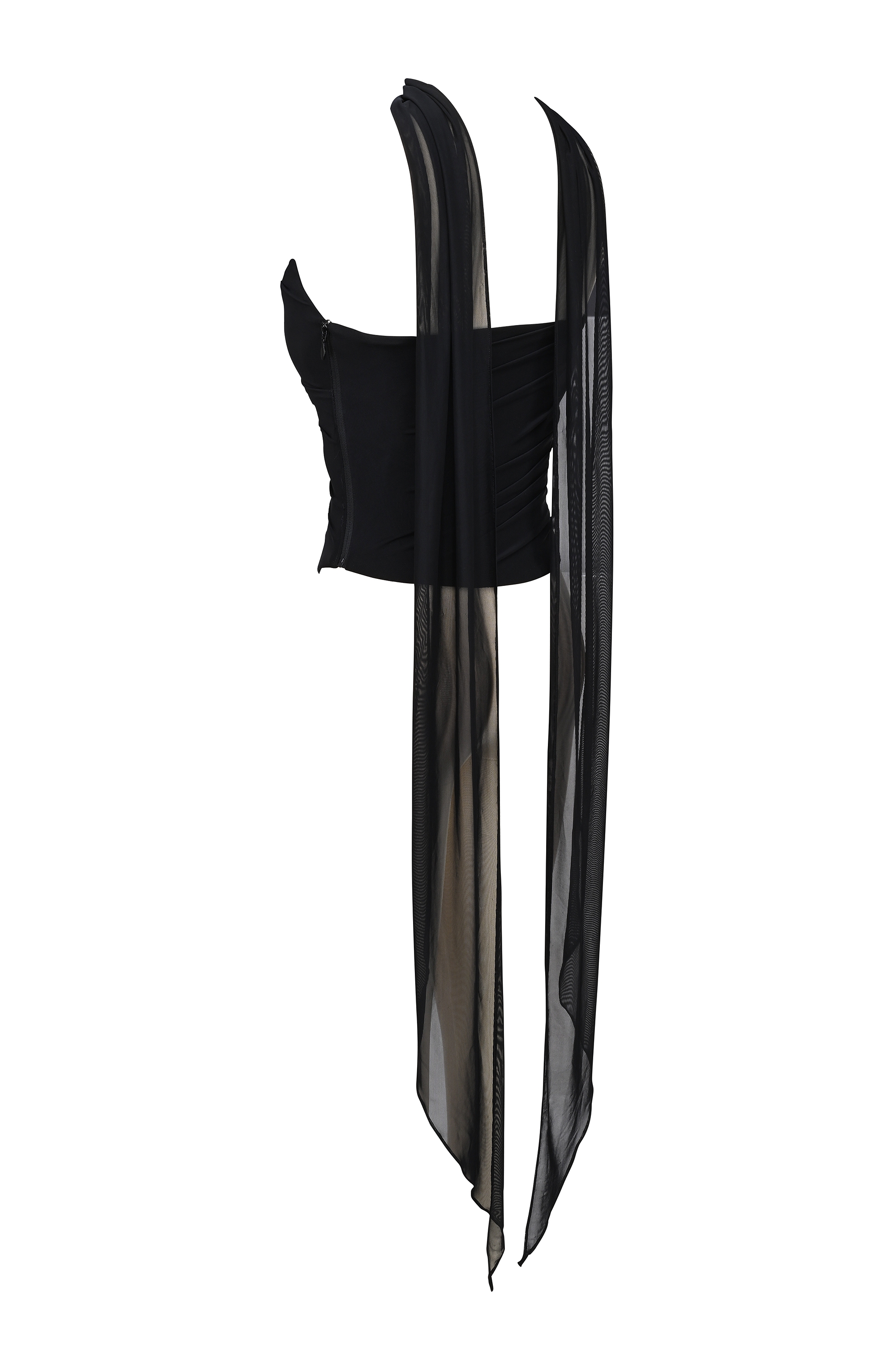 Hallie-Black Strapless Corset with Neck Scarf