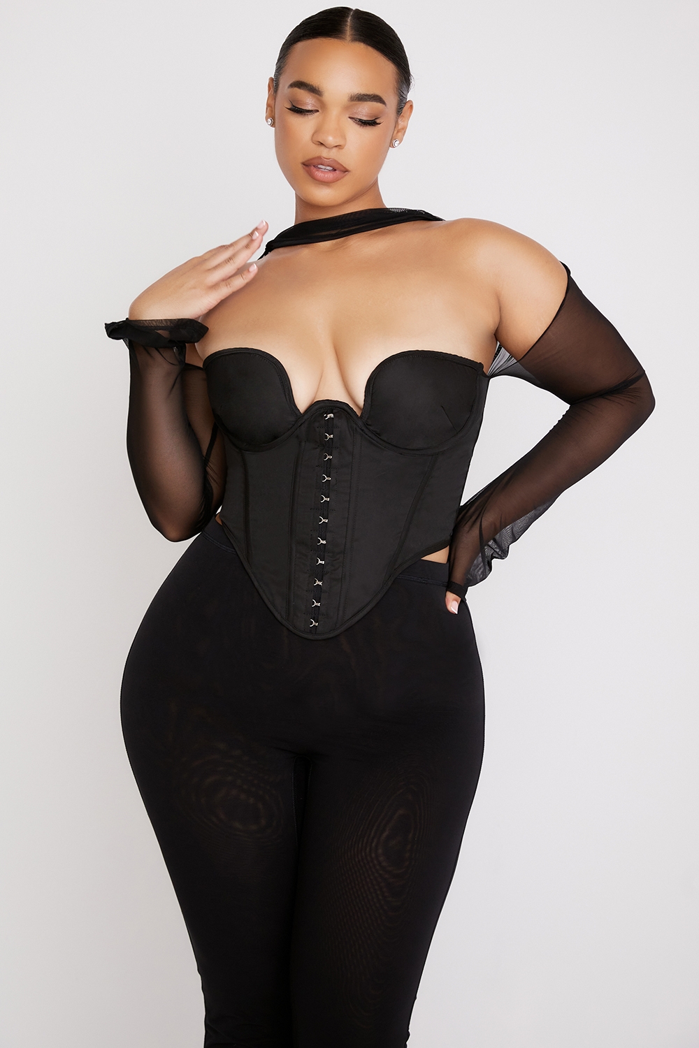 Mina-Black Structured Corset