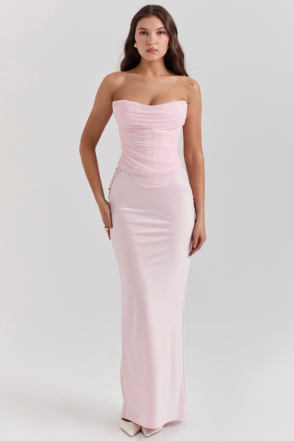 Giuliana-Ballerina Pink Satin Maxi Skirt