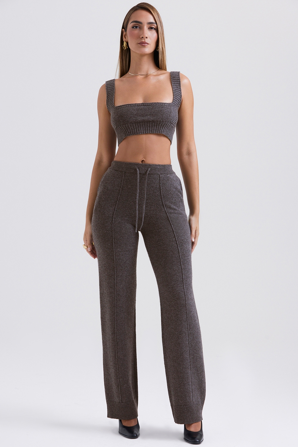 Yalina-Charcoal Cashmere Blend Trousers - SALE