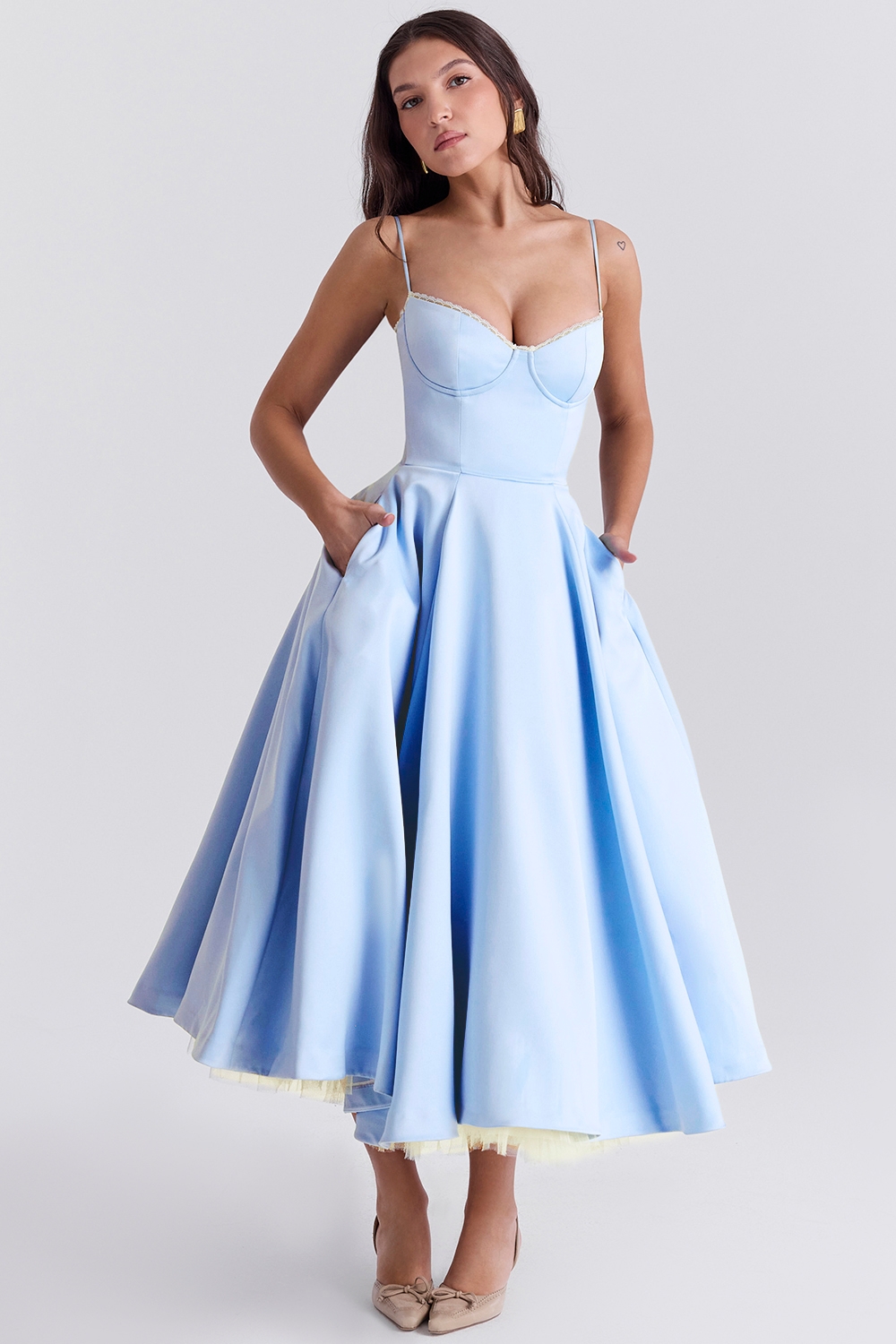 Mademoiselle-Cinderella Blue Tulle Midi Dress