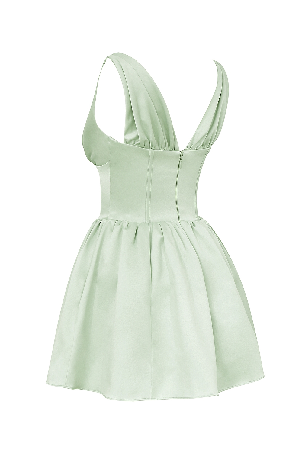 Emmeliette-Pistachio Satin Mini Dress - SALE