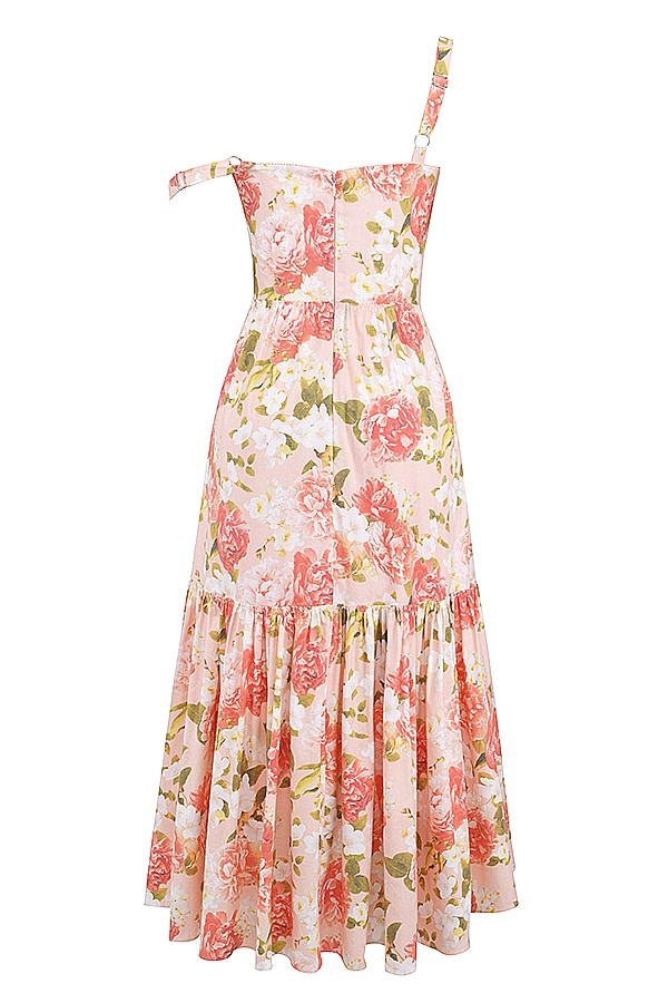 Elia-Pink Peony Print Cotton Midi Sundress