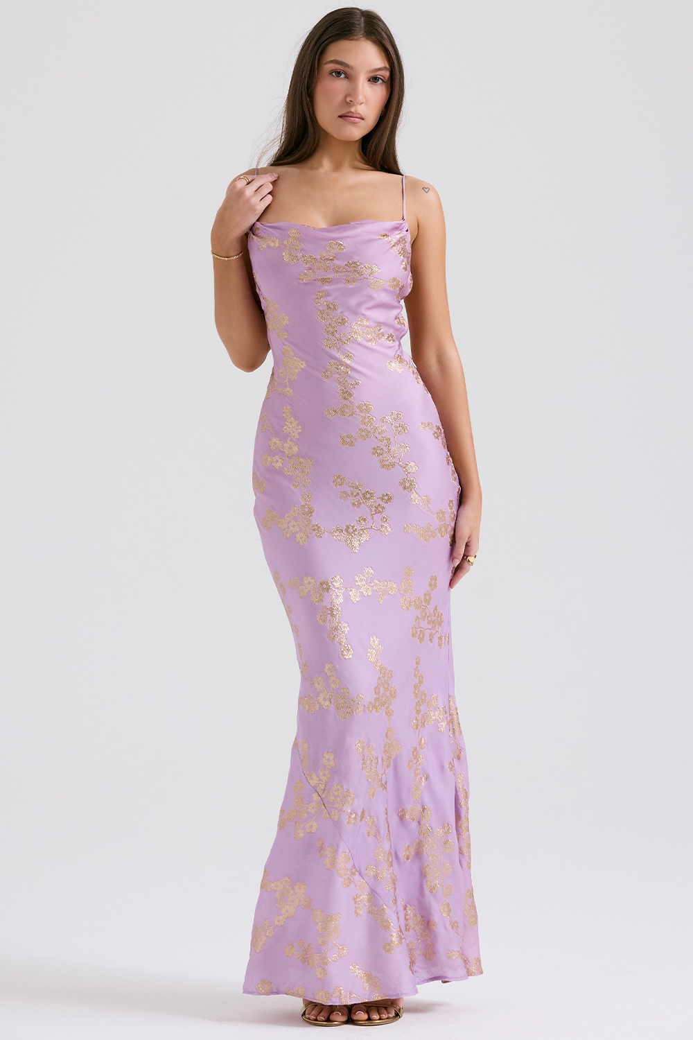 Capriana-Orchid Jacquard Satin Gown