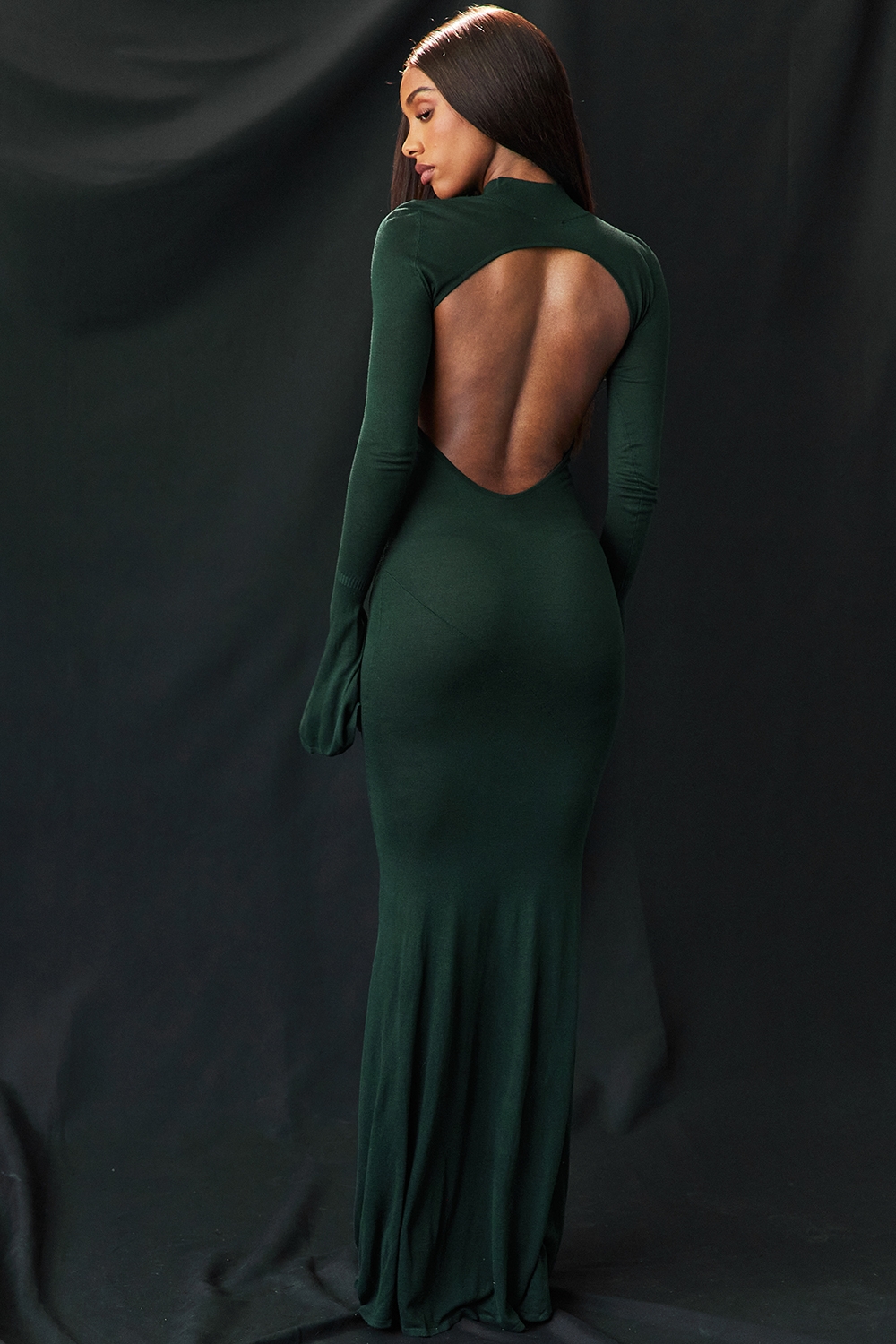 Sancha-Forest Green Knit Maxi Dress