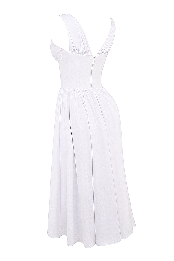 Emmelina-White Cotton Corset Sundress