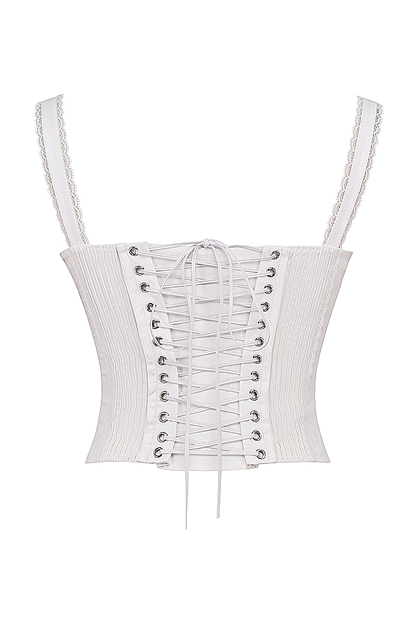 Gini-White Lace Back Corset