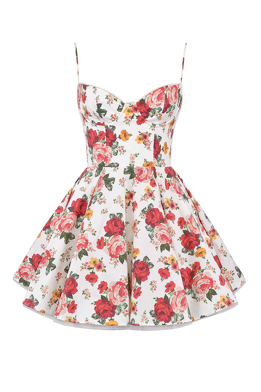 Minimoiselle-Italian Rose Print Tulle Mini Dress