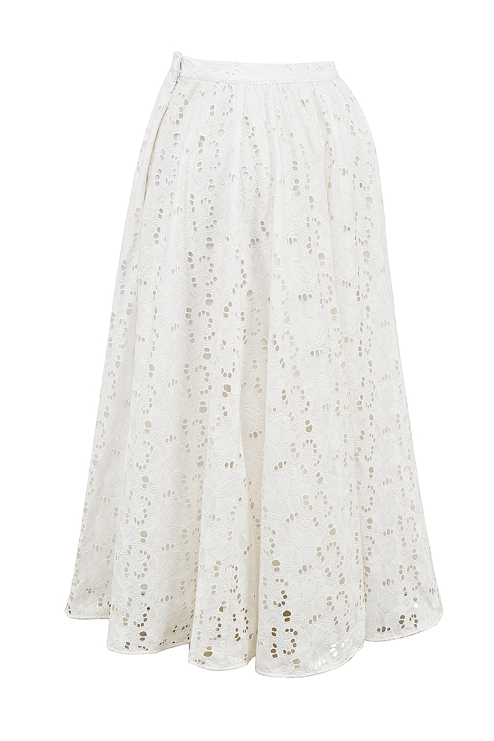 Francine-White Broderie Anglais Midi Skirt