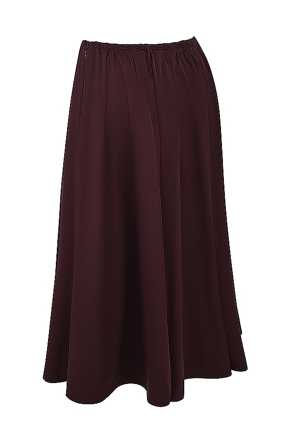 Cora-Rich Brown Gathered Midi Skirt