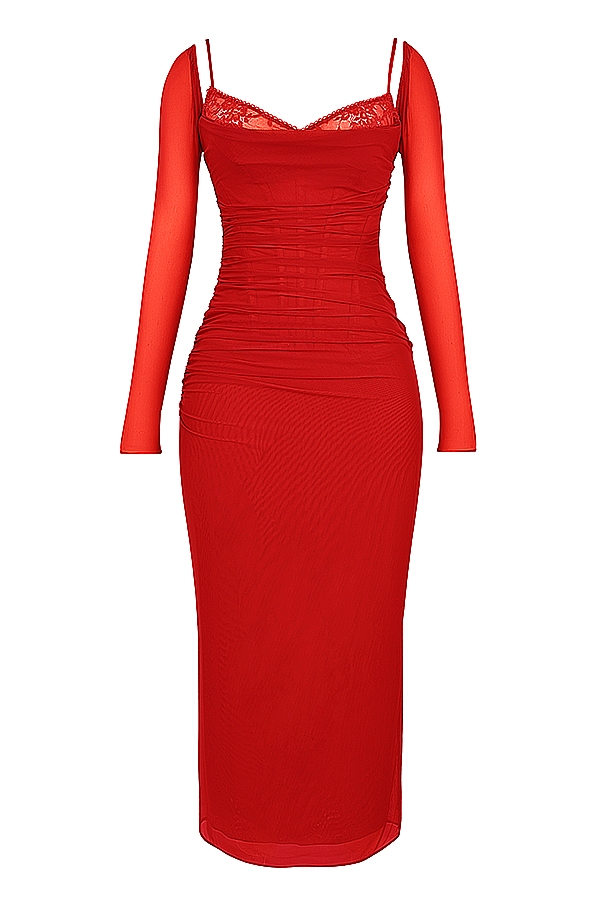Katarina-Scarlet Long Sleeve Maxi Dress