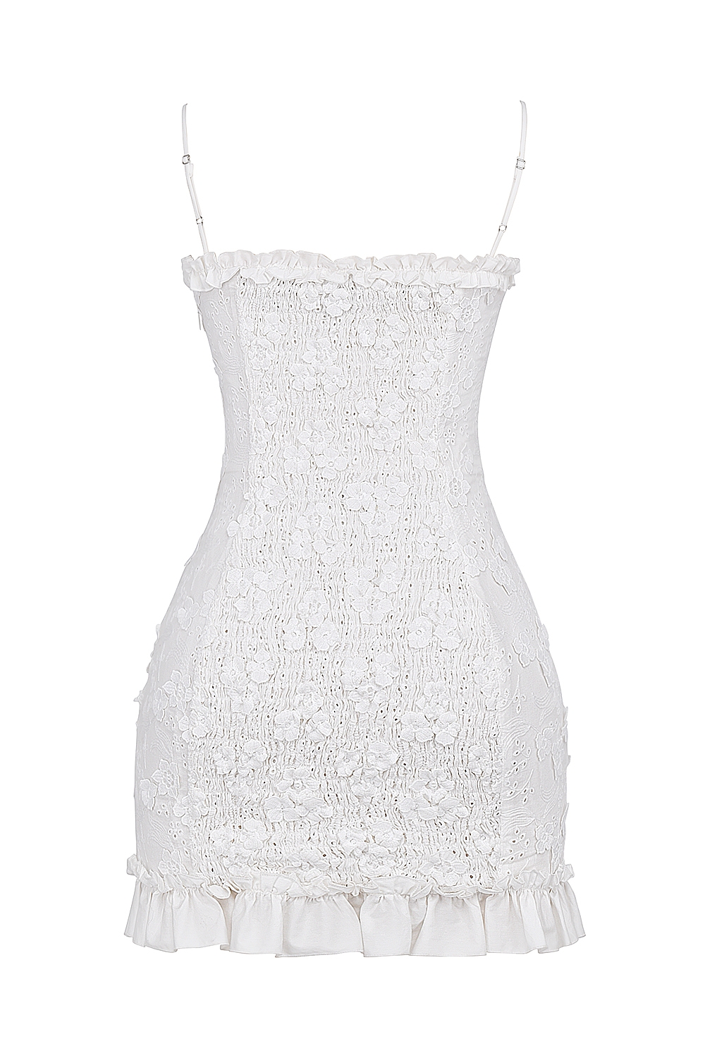 Marlene-White Cotton Broderie Anglais Mini Dress