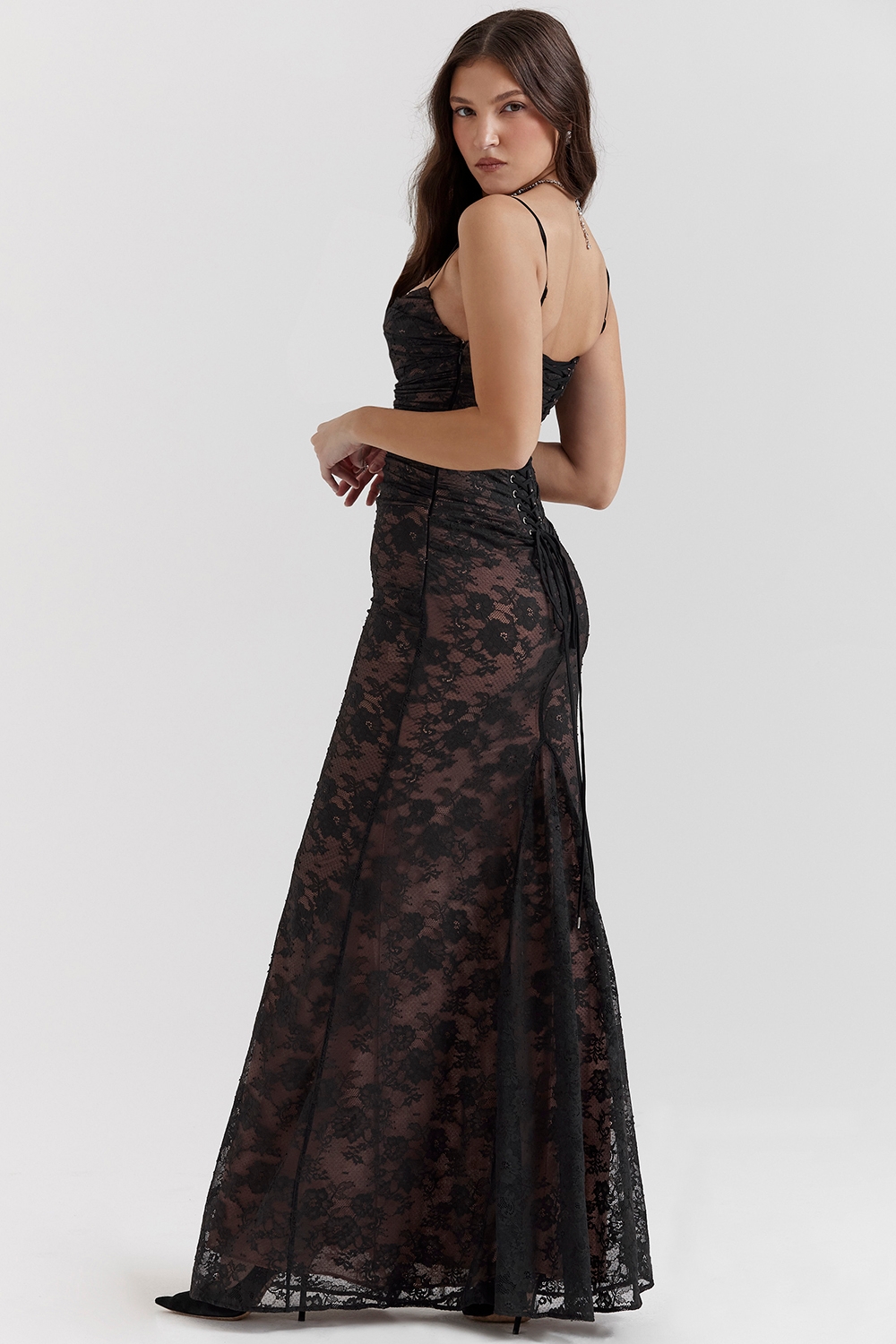 Artemis-Black Lace Maxi Dress
