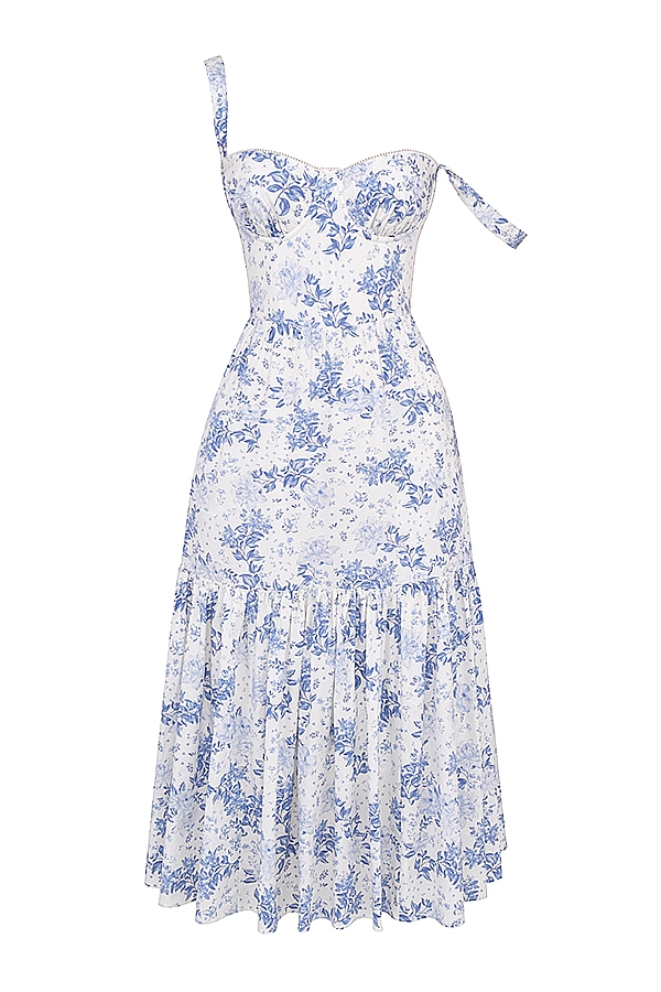 Elia-Blue Print Midi Sundress