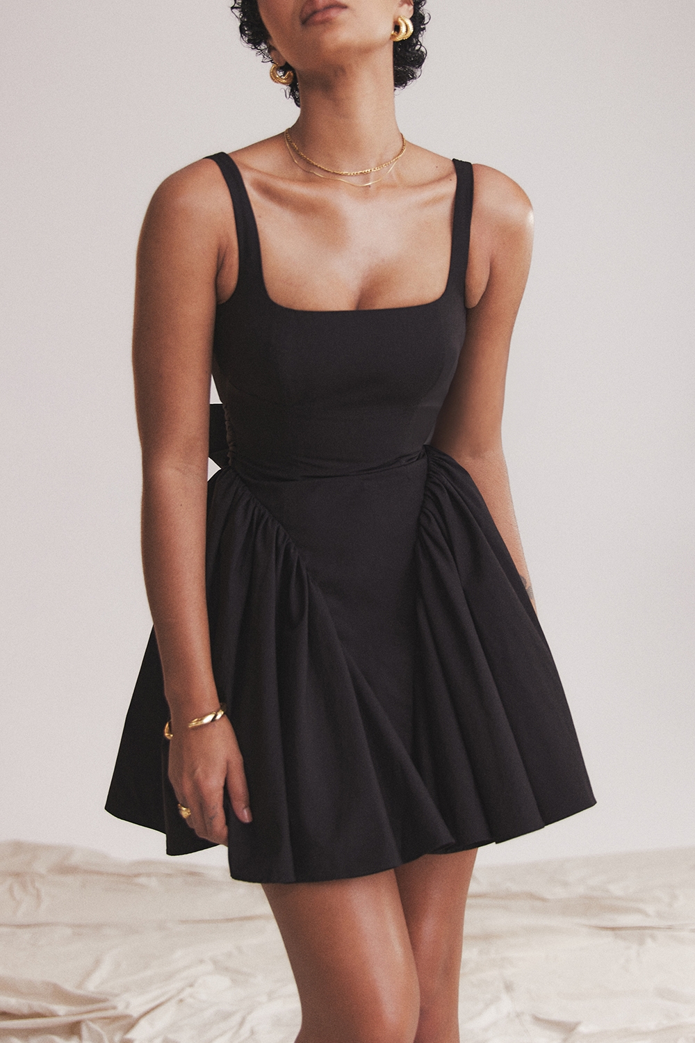 Florianne-Black Bow Mini Dress