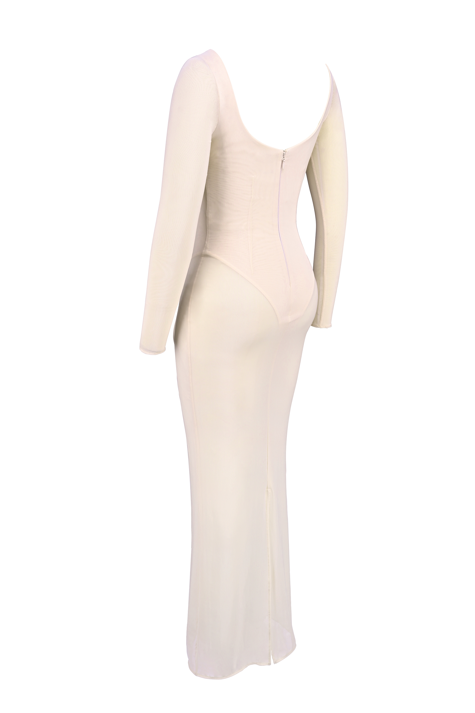 Everly-Blush Mesh Maxi Dress with Bodysuit