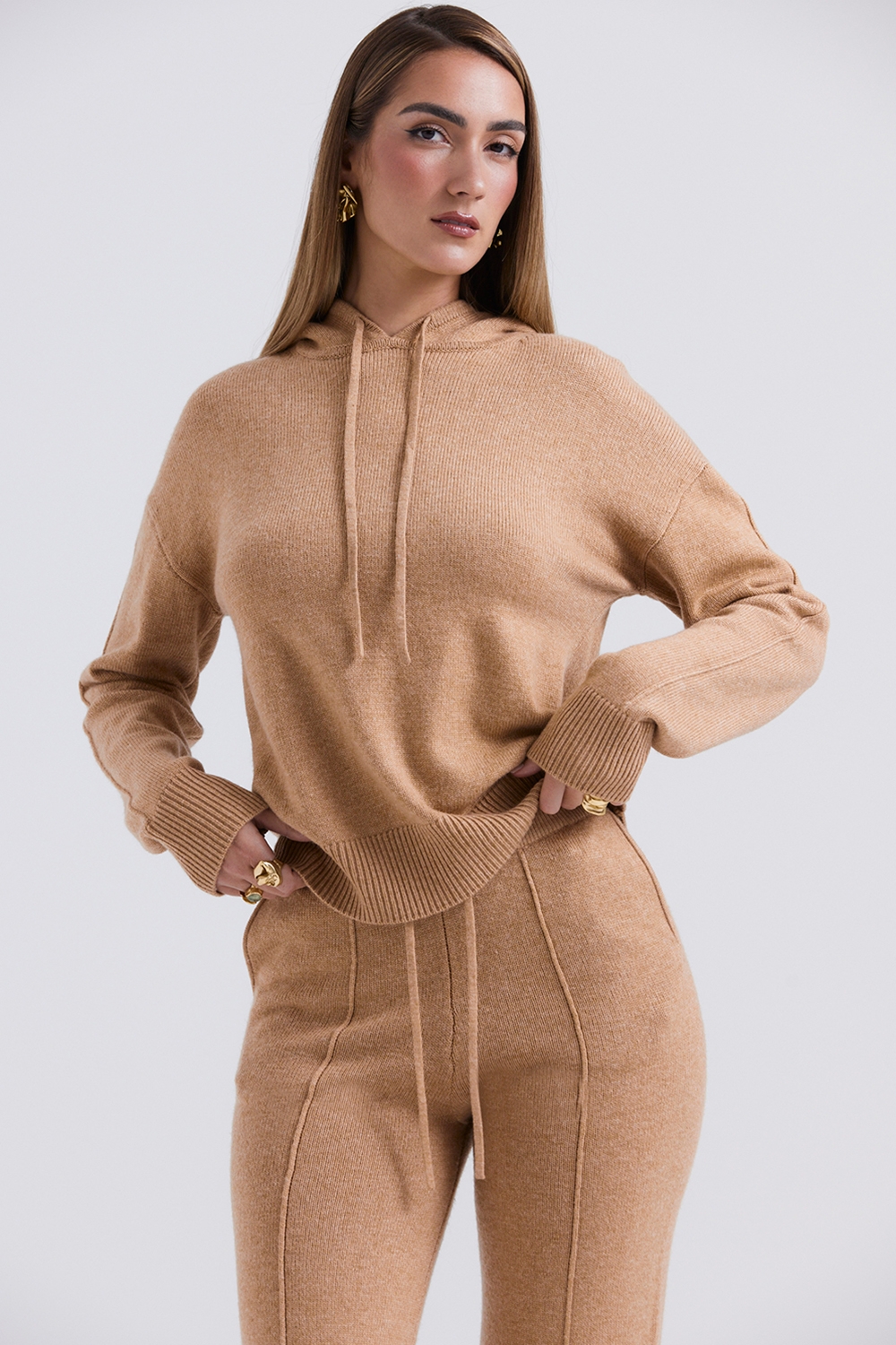 Jionni-Camel Cashmere Blend Hoodie - SALE