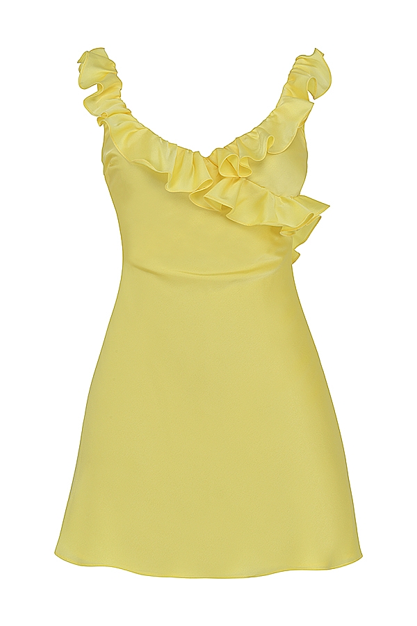 Tink-Buttercup Satin Ruffle Mini Dress