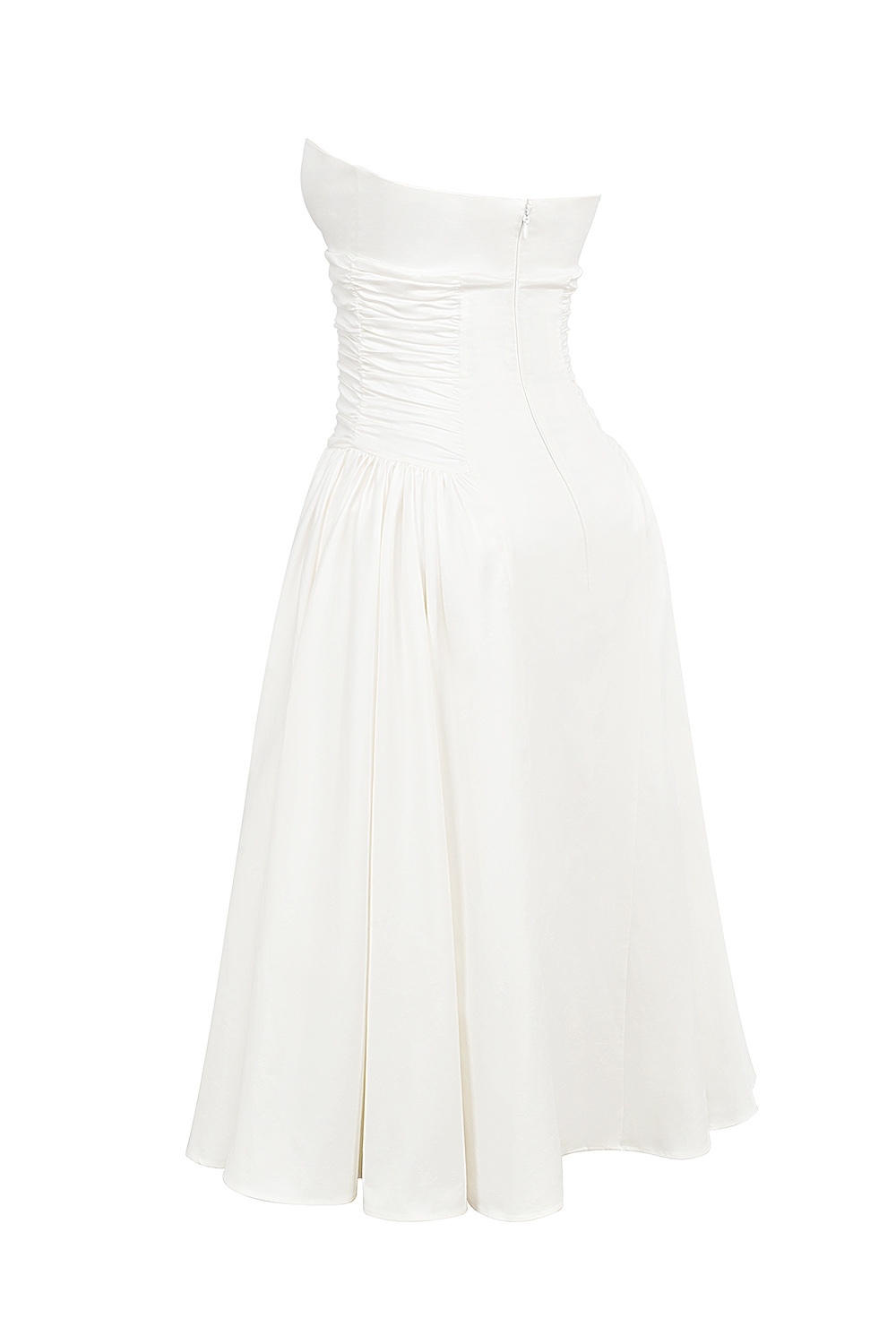 Georgiana-White Cotton Strapless Midi Sundress