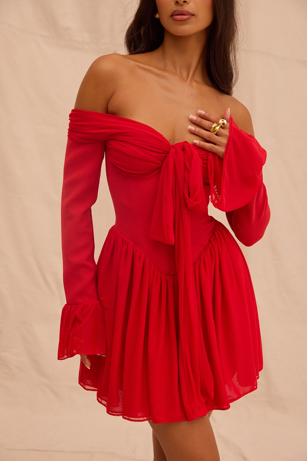 Alana-Scarlet Off Shoulder Dress