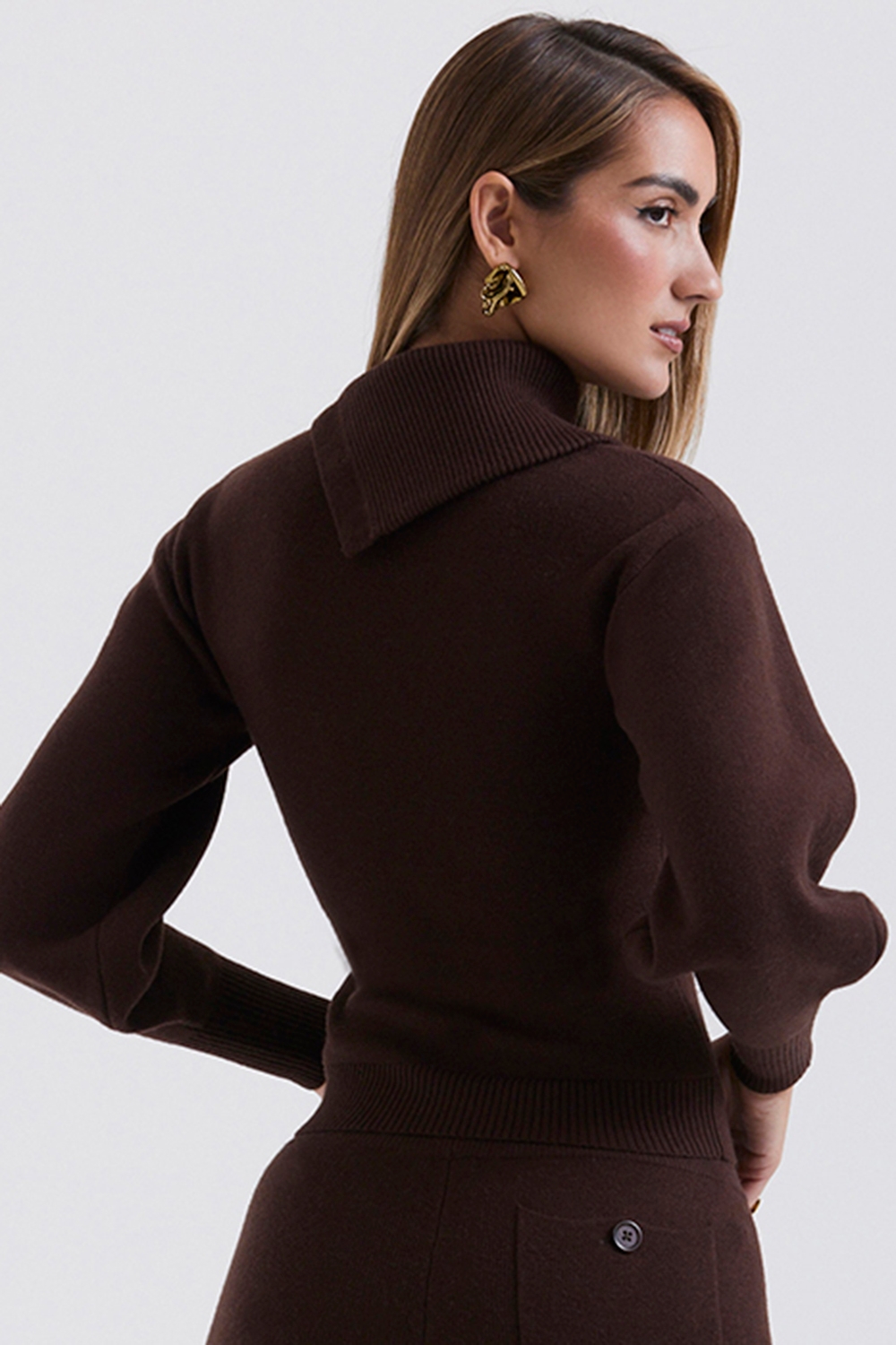 Adelita-Chocolate Cashmere Blend Sweater - SALE