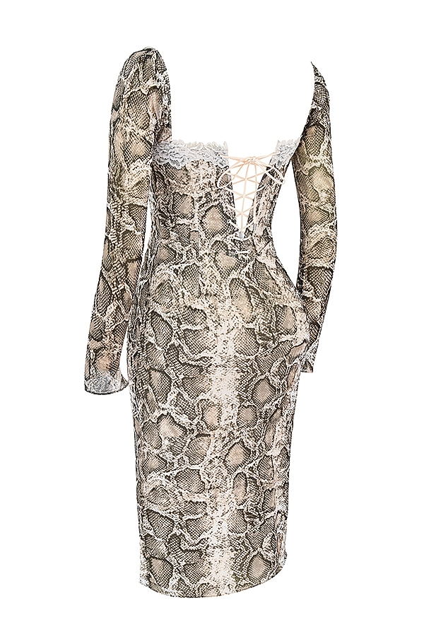 Seraphina-Snake Print Corset Dress