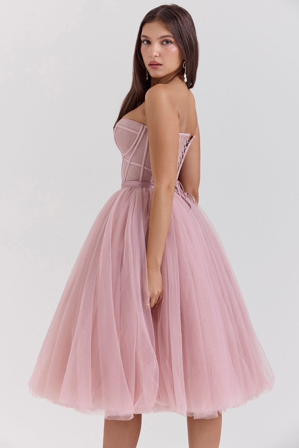 Darling-French Rose Tulle Midi Dress - SALE