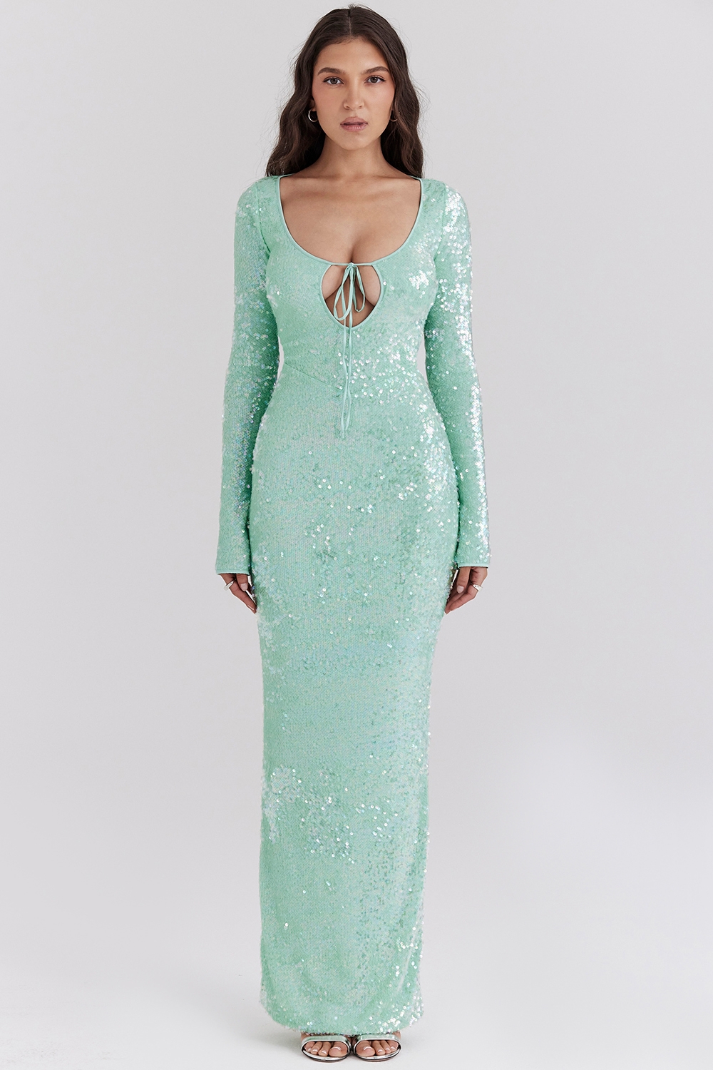 Titania-Seafoam Sequin Maxi Gown