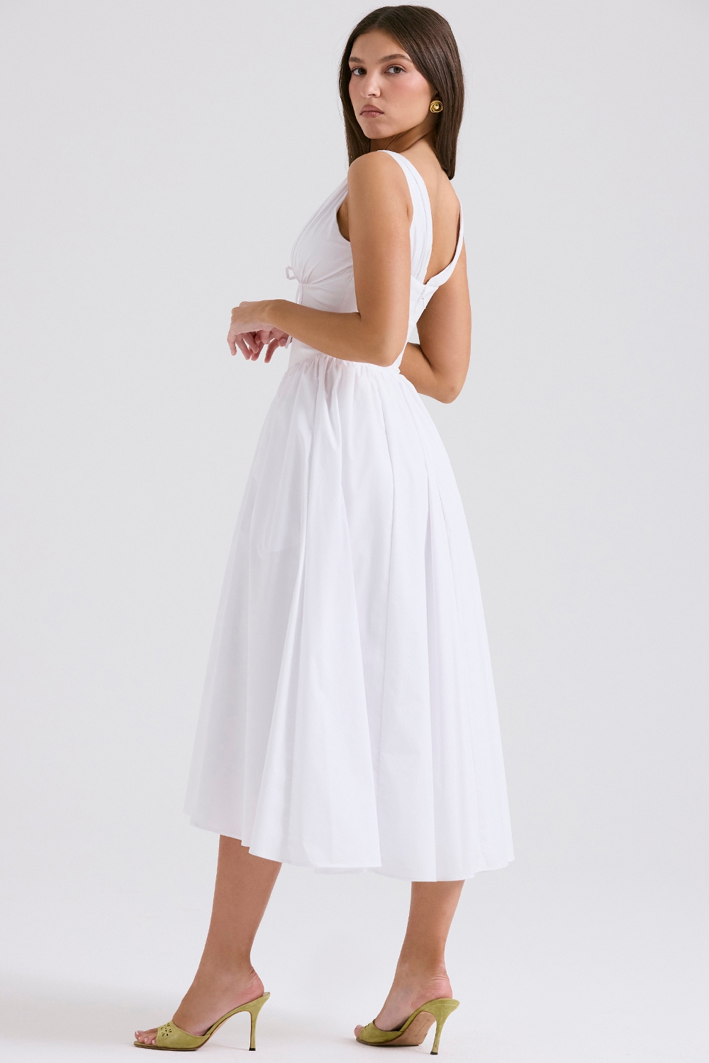 Emmelina-White Cotton Corset Sundress