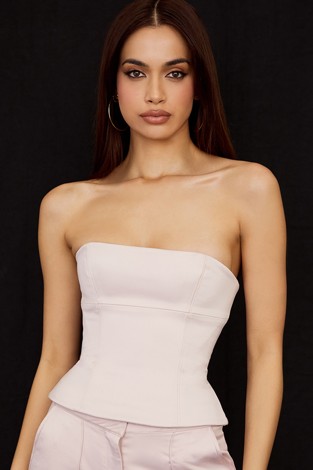 Angelica-Crystal Satin Strapless Corset