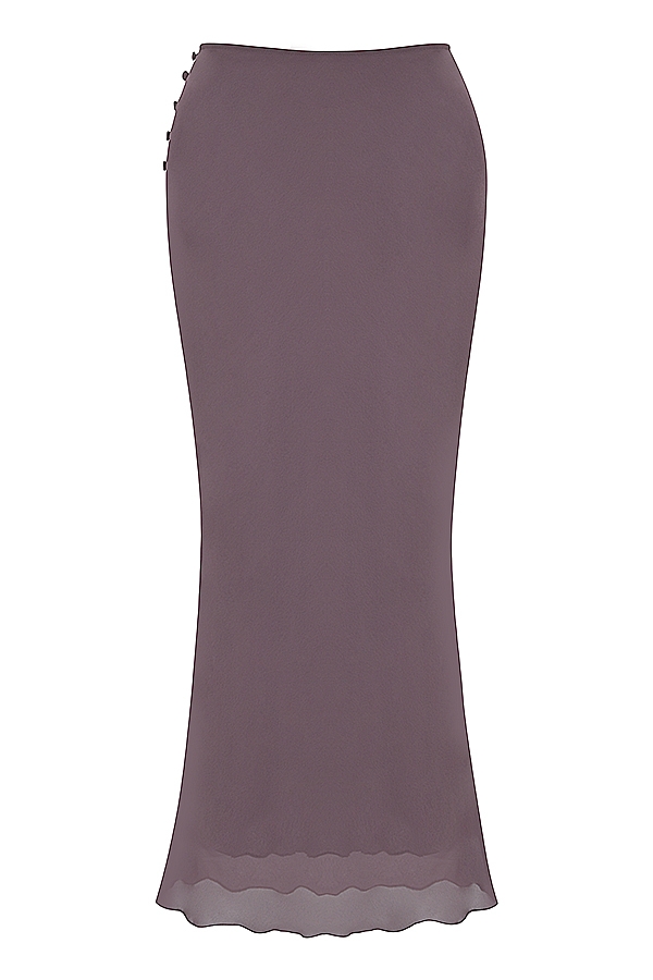 Dyana-Dark Mauve Bias Cut Maxi Skirt