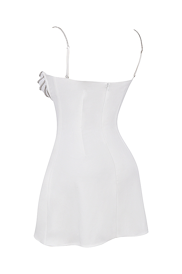 Grace-Ivory Crystallised Mini Dress