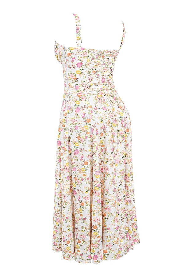 Carmen-Ivory Meadow Print Cotton Bustier Sundress