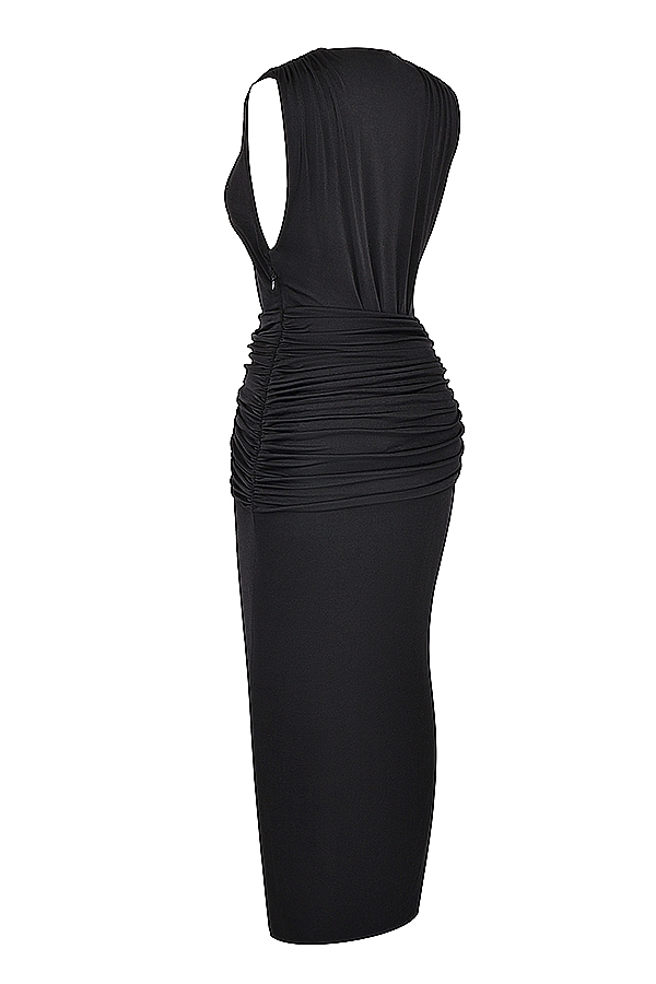 Larelle-Black Plunge Maxi Dress