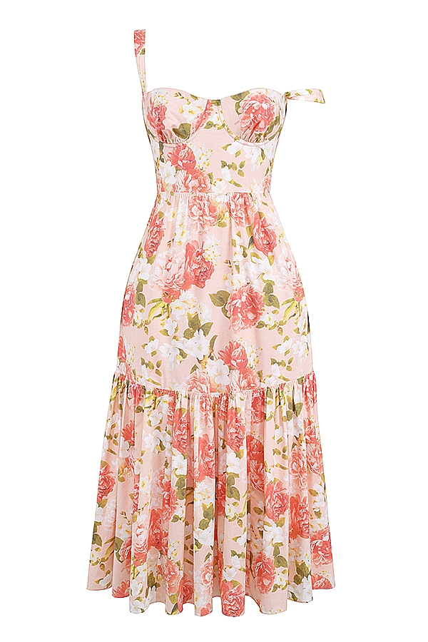 Elia-Pink Peony Print Cotton Midi Sundress