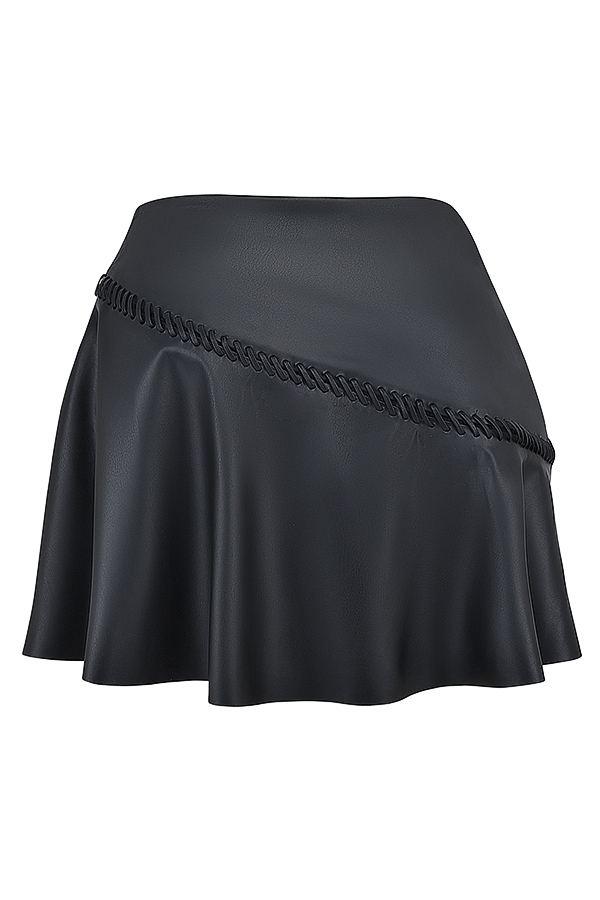 Nova-Black Vegan Leather Mini Skirt