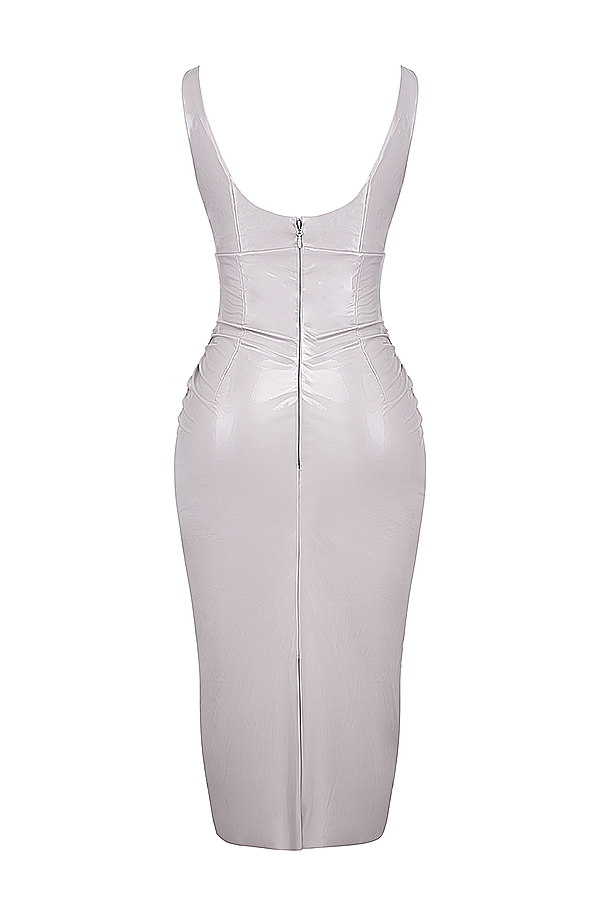 Madeleine-Violet Ice Vinyl Midi Dress