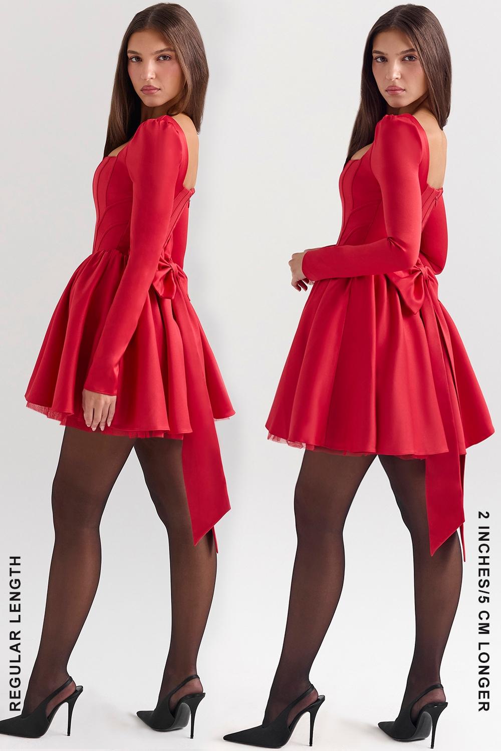 Nina-Holly Red Removable Bow Tulle Mini Dress - SALE