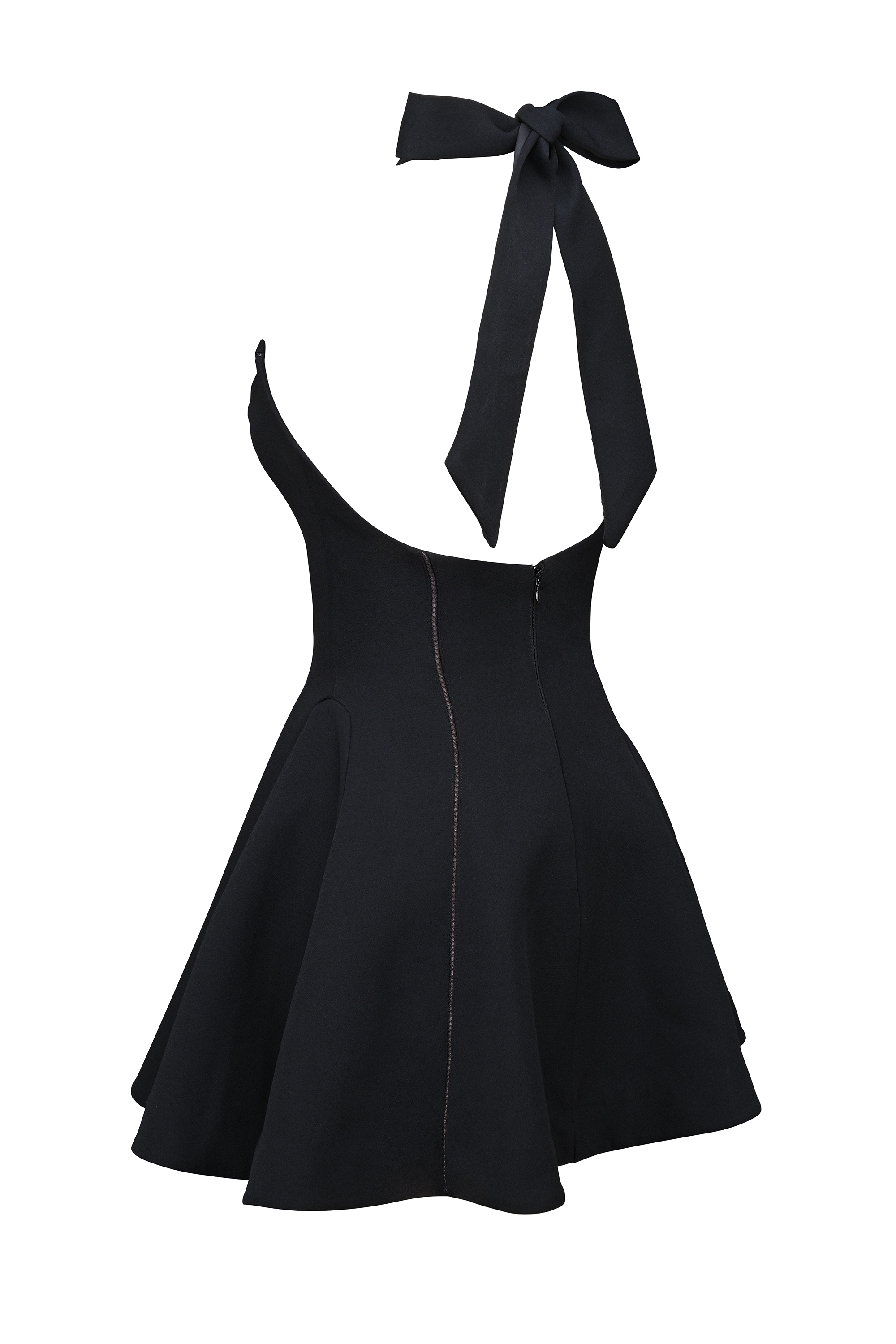 Loulette-Black Halter Neck Bow Mini Dress