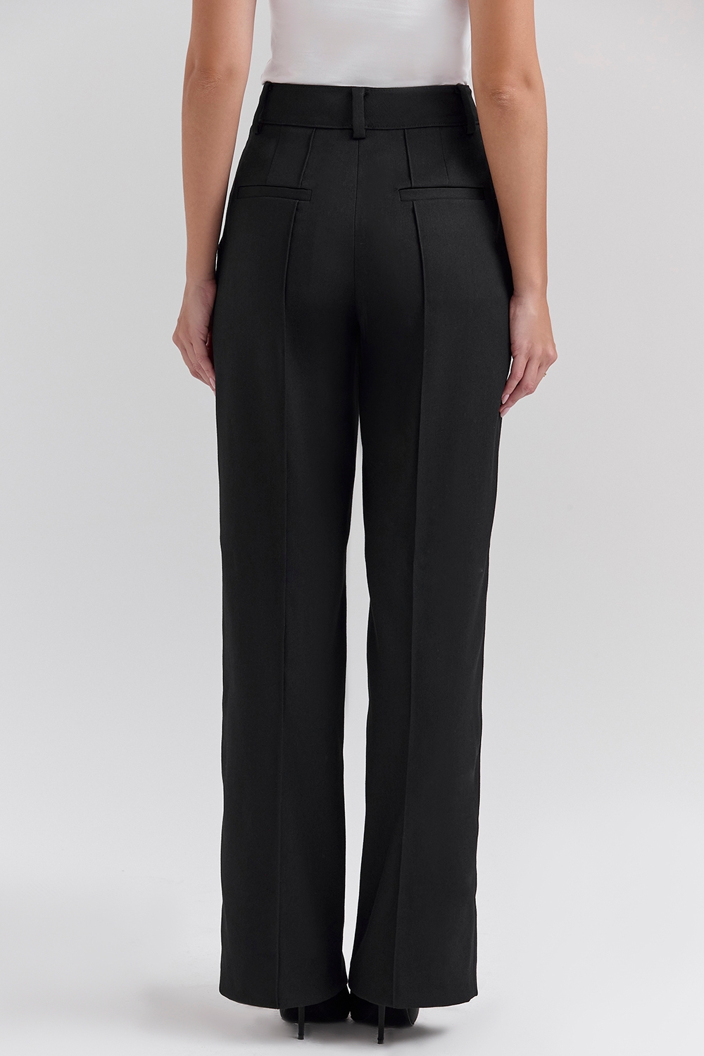 Hayden-Black Wide Leg High Waist Tailored Trousers