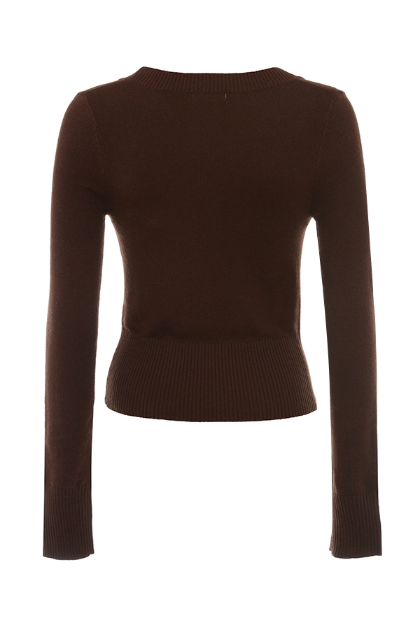 Raquel-Chocolate Cashmere Blend Scoop Neck Top - SALE